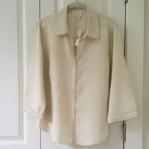 J. Jill Stone ¾ Sleeve Button-Front V-Neck Blouse